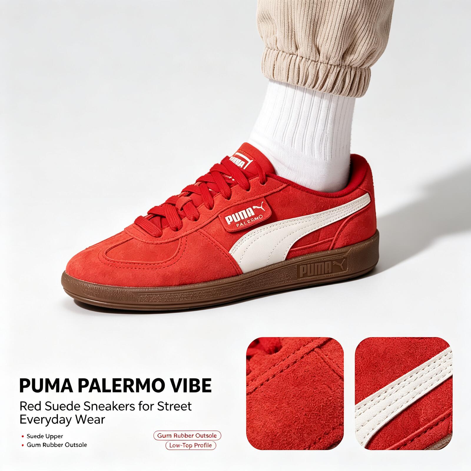 New PUMA Palermo Red Suede Sne - Puma Shoes Suede Classic 评论和价格