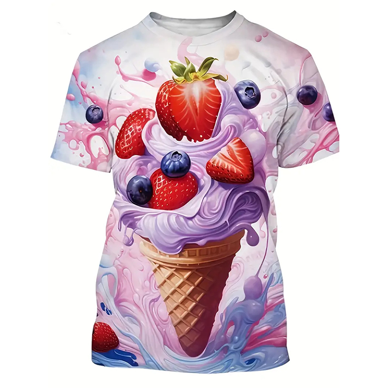Ice Cream Color Fashion T-shir - Street Fashion Men 2025 评论和价格