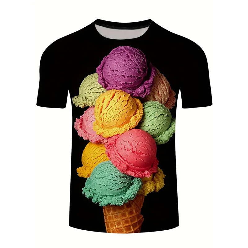 Ice Cream Color Fashion T-shir - Street Fashion Men 2025 评论和价格