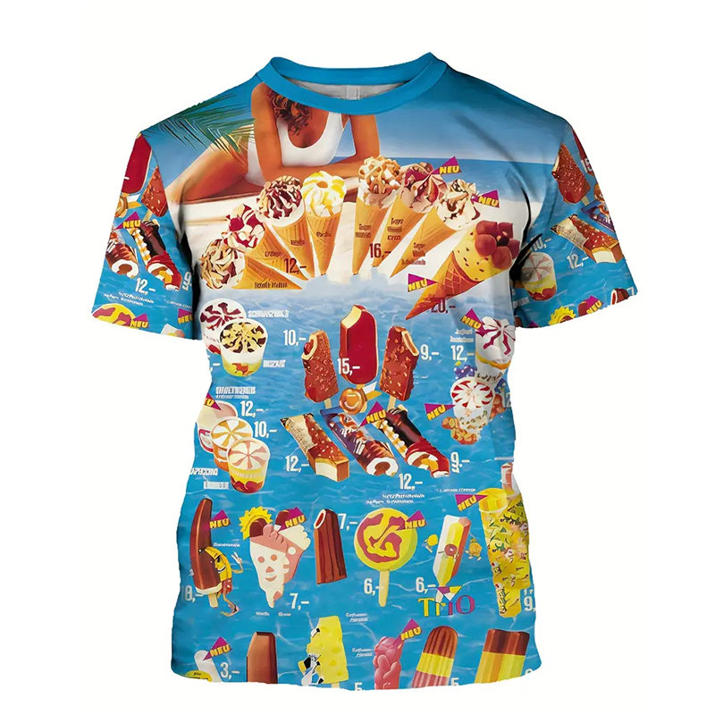 Ice Cream Color Fashion T-shir - Street Fashion Men 2025 评论和价格